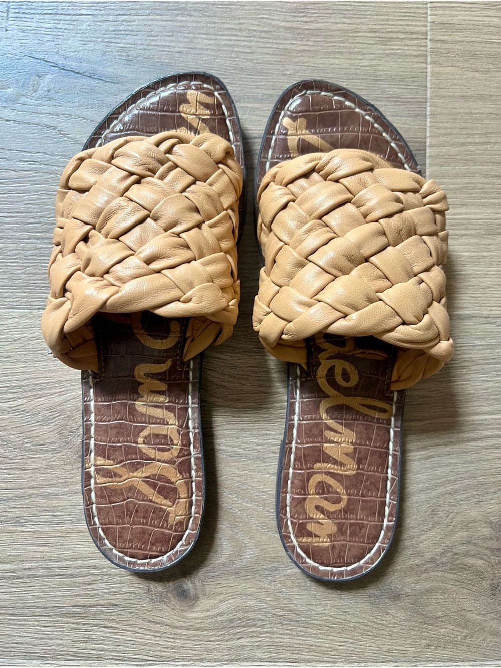 Sam Edelman Woven Slide Sandals - Tan/Tobacco